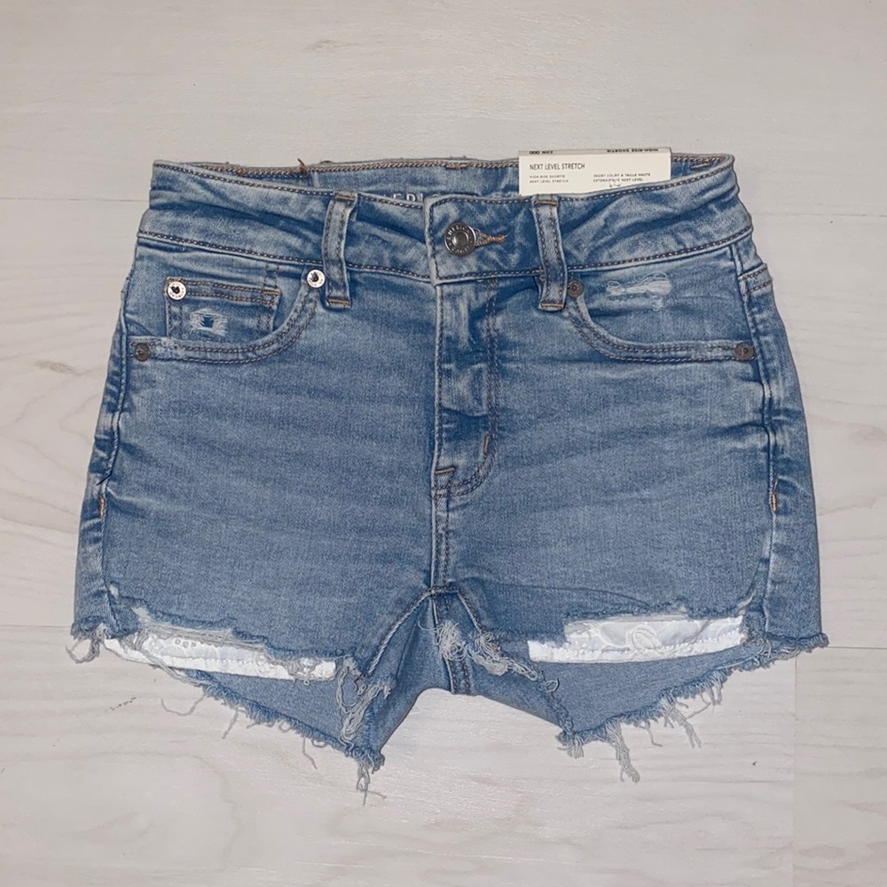 American Eagle High-Rise Shortie Jean Shorts. Next Level Stretch. High Rise.